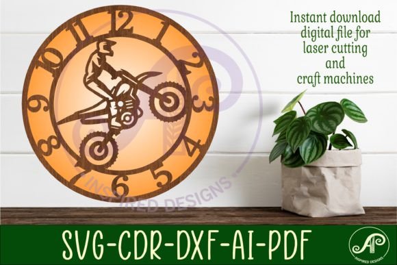 Download Motocross Wall Clock Laser Cut Files - Premium Resources
