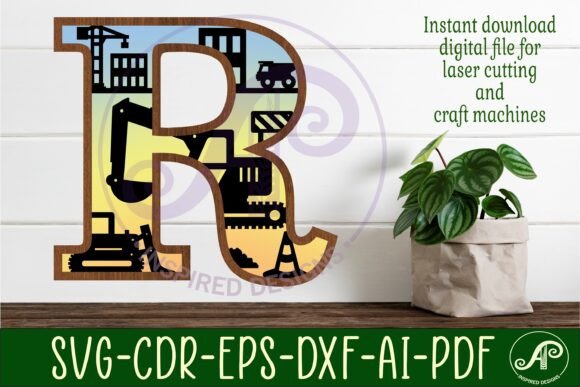 Download Construction Large R Wall Letter 3 Layer - Premium Bundle