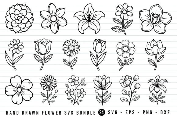 Download Hand Drawn Flower SVG Bundle - Flower svg Collection