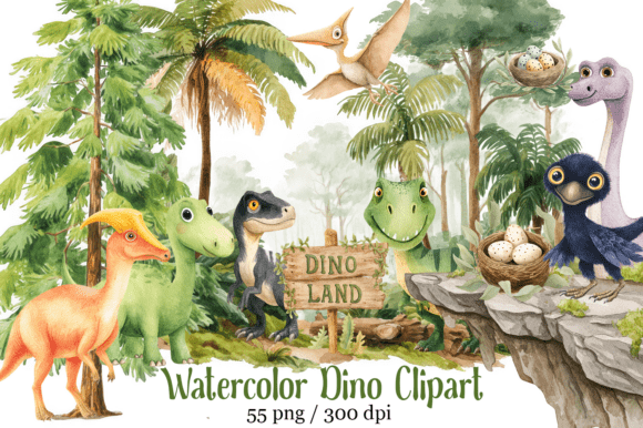Download Watercolor Baby Dino,Baby Dinosaur Party - Dinosaur party Collection