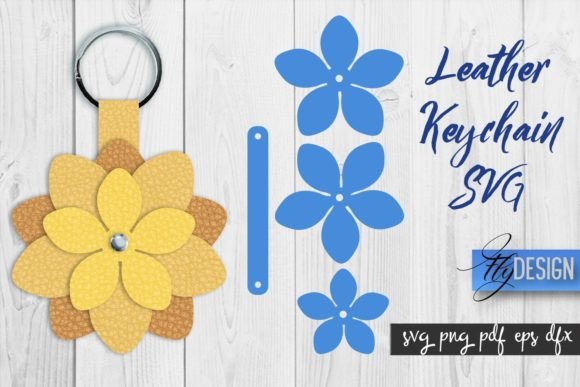Download Leather Keychain Flower SVG | Key Fob - Flower svg Collection